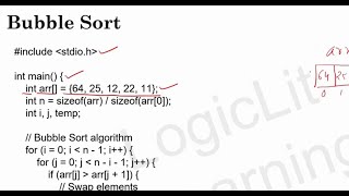 Bubble Sort in C with Line-by-Line Explanation | DSA Program for Beginners