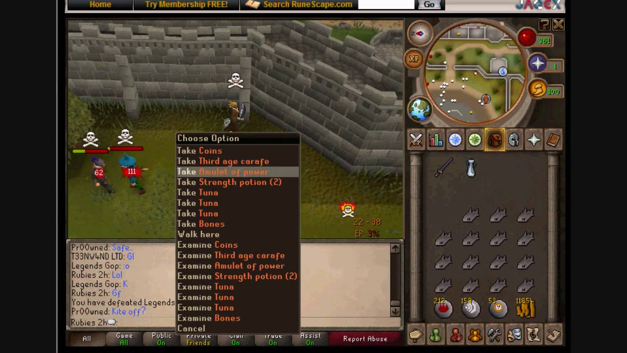 Rubies 2h first f2p pk video low level hybrid!