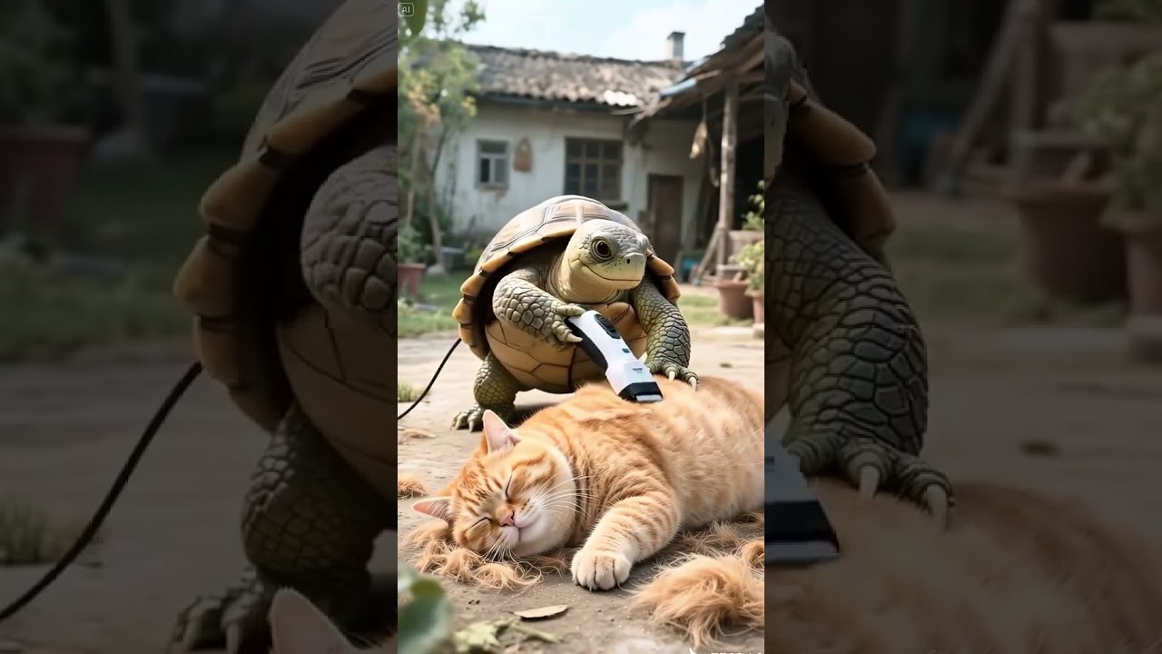 Funny Orange Cat VS Kachhua VS Crocodile