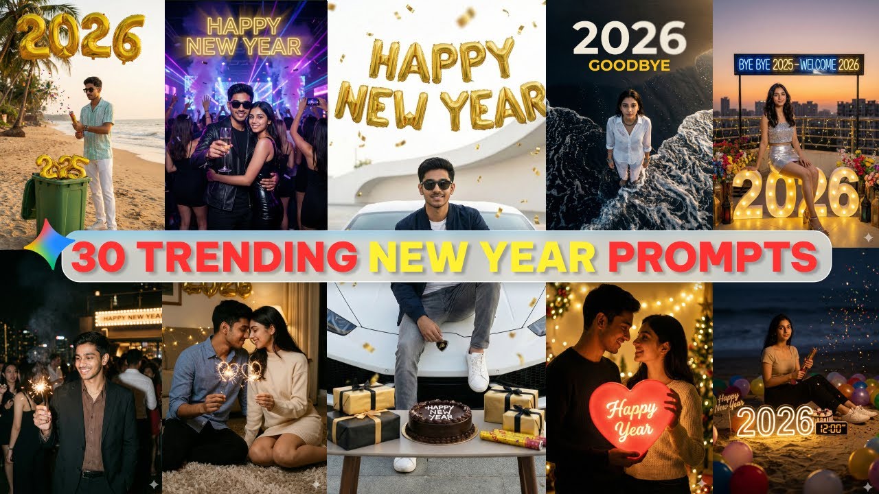 50+ Viral Happy New Year 2026 AI Photo Prompts | Copy & Paste | Gemini & ChatGPT