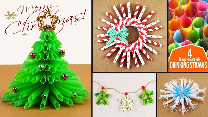 How to Reuse Drinking Straws and Make Snowflakes - 7 Art and Craft Ideas  for Christmas Decorations 