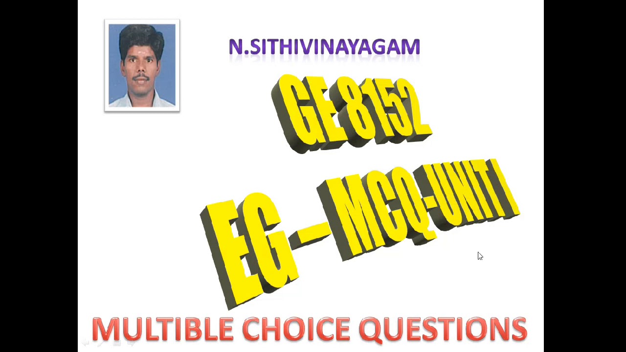 ANNA UNIVERSITY- EG MCQ -HOW WILL BE QUESTIONS COME FROM UNIT1.