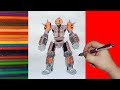How to draw robot Hollow jack, Real Steel, Как нарисовать робота Холлов джек