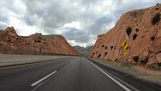 Driving Tour 4k, Virgin river gorge, on Interstate 15 southbound, Arizona, USA