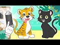 BABY PETS Max and Kira disguise as a tiger and panther🐯🐾 Cartoons for kids