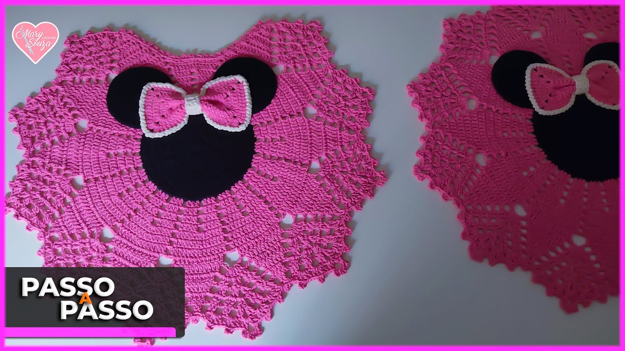 PÉ DO VASO - JOGO DE BANHEIRO EM CROCHÊ  MINNIE PASSO A PASSO COMPLETO