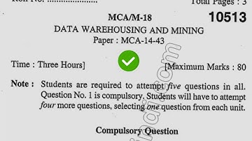 2018 Kuk MCA 4th Sem Dataware Housing & Mining Question Paper