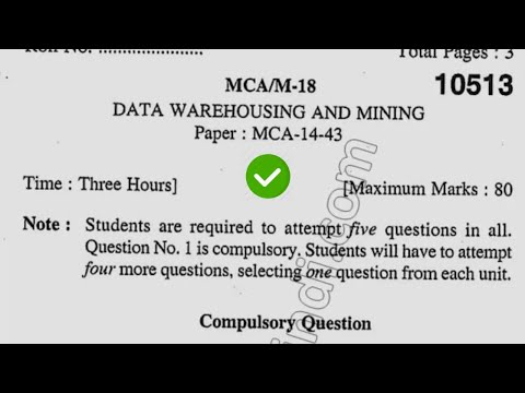 2018 Kuk MCA 4th Sem Dataware Housing & Mining Question Paper