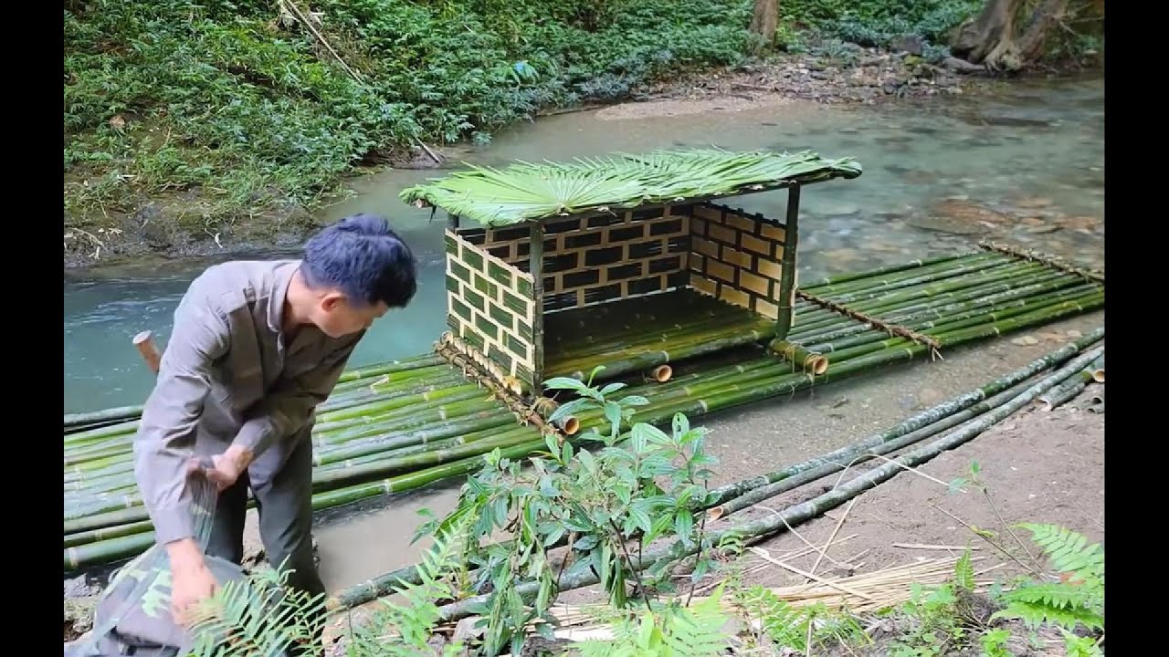 I built a bamboo raft house. - YouTube
