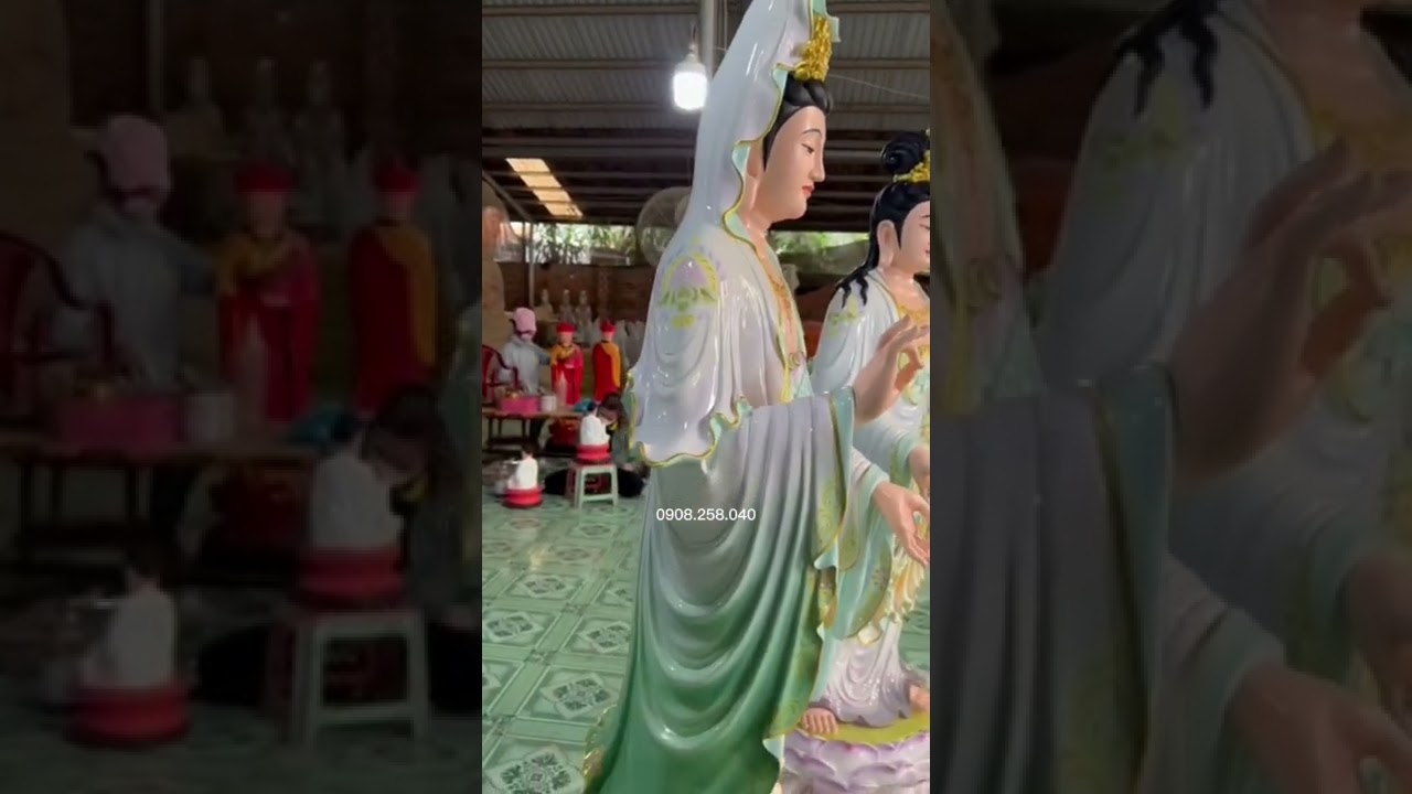 Tượng Bồ Tát Quán Thế Âm và Đại Thế Trí 1m70 - youtube