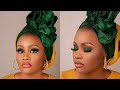 Detailed makeup tutorial | Green eyeshadow bold makeup look