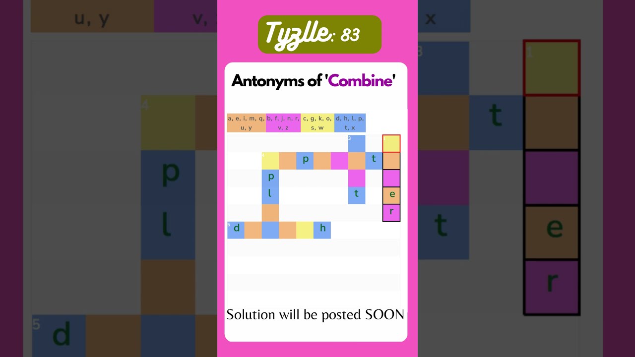 Find 5 Antonyms of the word - Combine | Word Puzzles