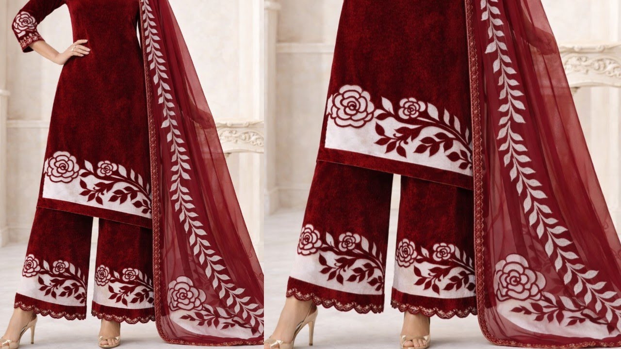 Simple Sewing Machine Flower Cutwork Embroidery design🔥Kurta Trouser design Cutting & Stitching #diy