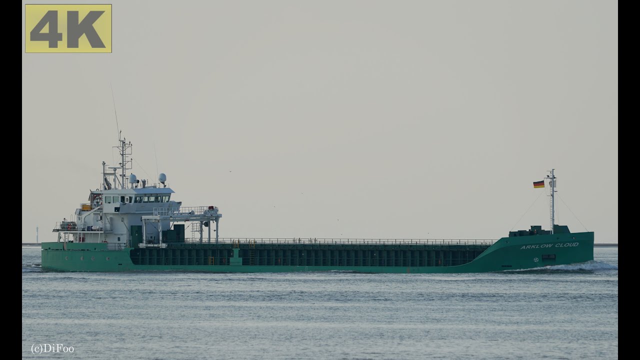 ARKLOW CLOUD - Shipspotting Germany 🇩🇪 IMO 9757149 - River Elbe near City Otterndorf - 4K VIDEO