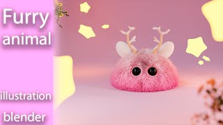 3D illustration of a cute furry character using Blender