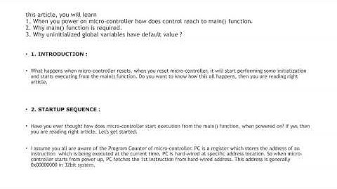 RESET SEQUENCE IN MICRO-CONTROLLER
