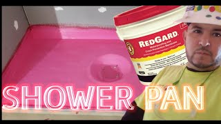 How to Use RedGard Waterproofing Shower Pan Liner #Fabric| Divot Method | Part 1 | Shower floor