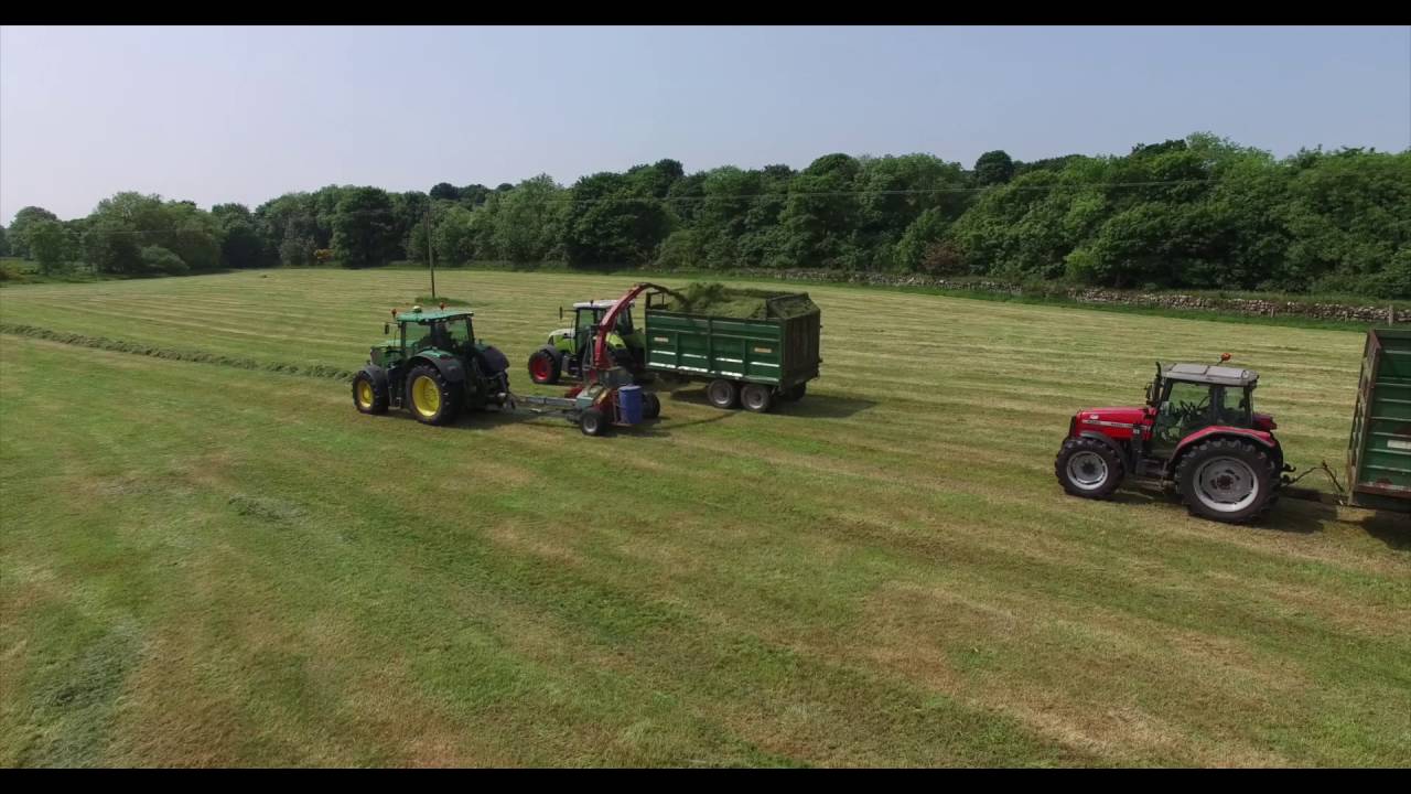 Glenluce tractors doing silage June 2016 (drone video) YouTube