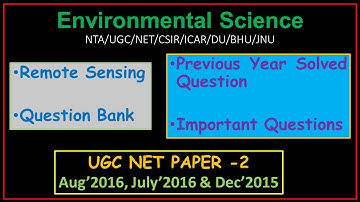 Part 3 | Remote Sensing | Previous Year Solved Questions | Environmental Science | UGC NET | Paper 2