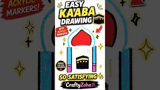 Easy Kaaba Drawing 🕋 with Acrylic Markers ✨ Islamic Art Tutorial #shorts