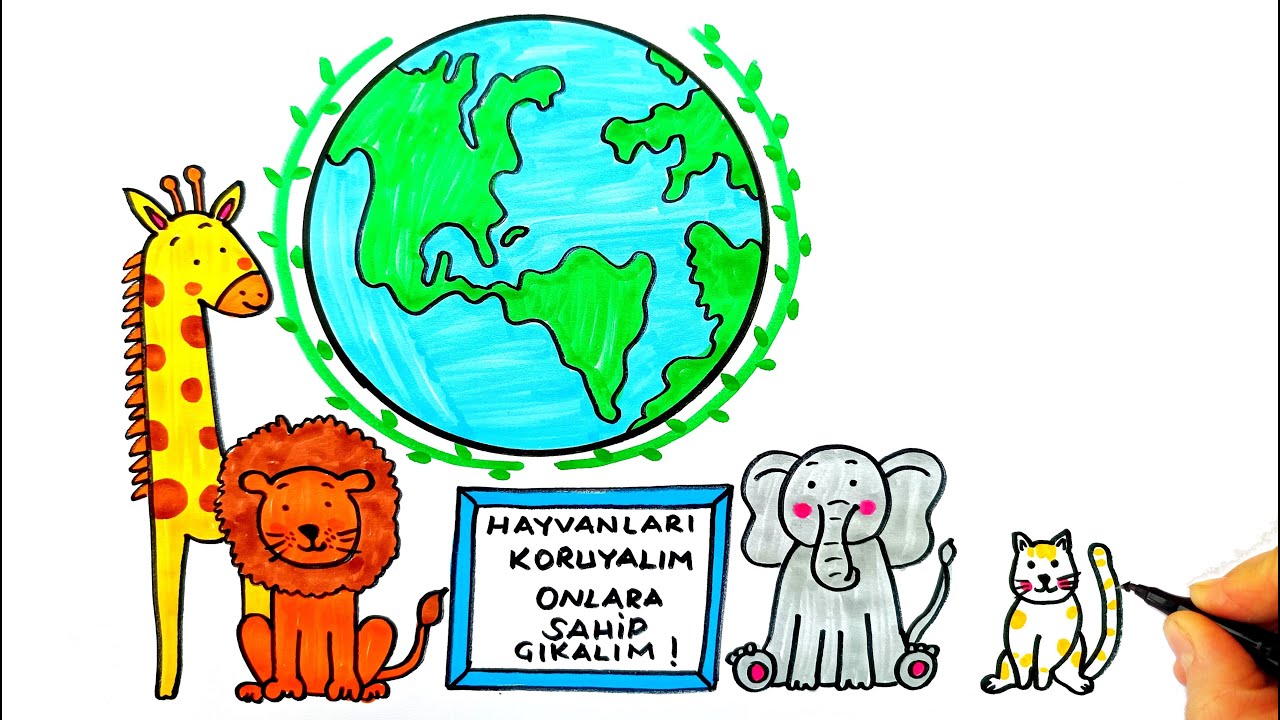 4 Ekim Dünya Hayvanları Koruma Günü 🐾🌍 World Animal Day 🌍🐾 | Drawing and Coloring for Kids