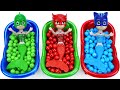 Satisfying l mixing rainbow colors candy mixing with pj masks cutting asmr