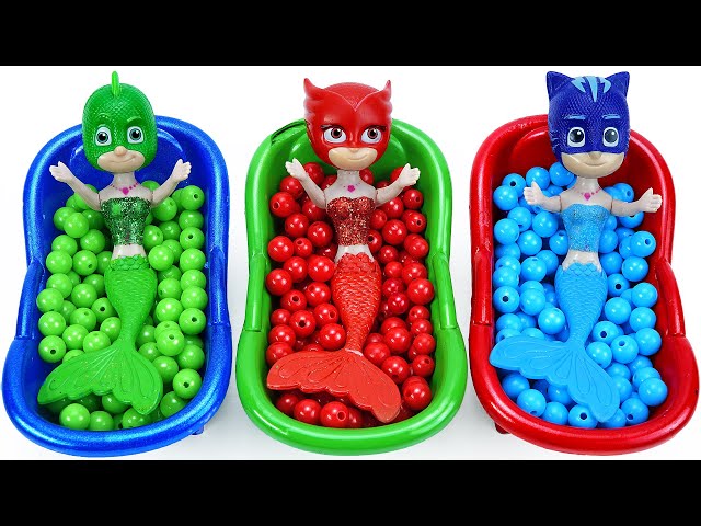 Satisfying Video l Mixing Rainbow Colors Candy Mixing with Pj Masks Cutting ASMR class=