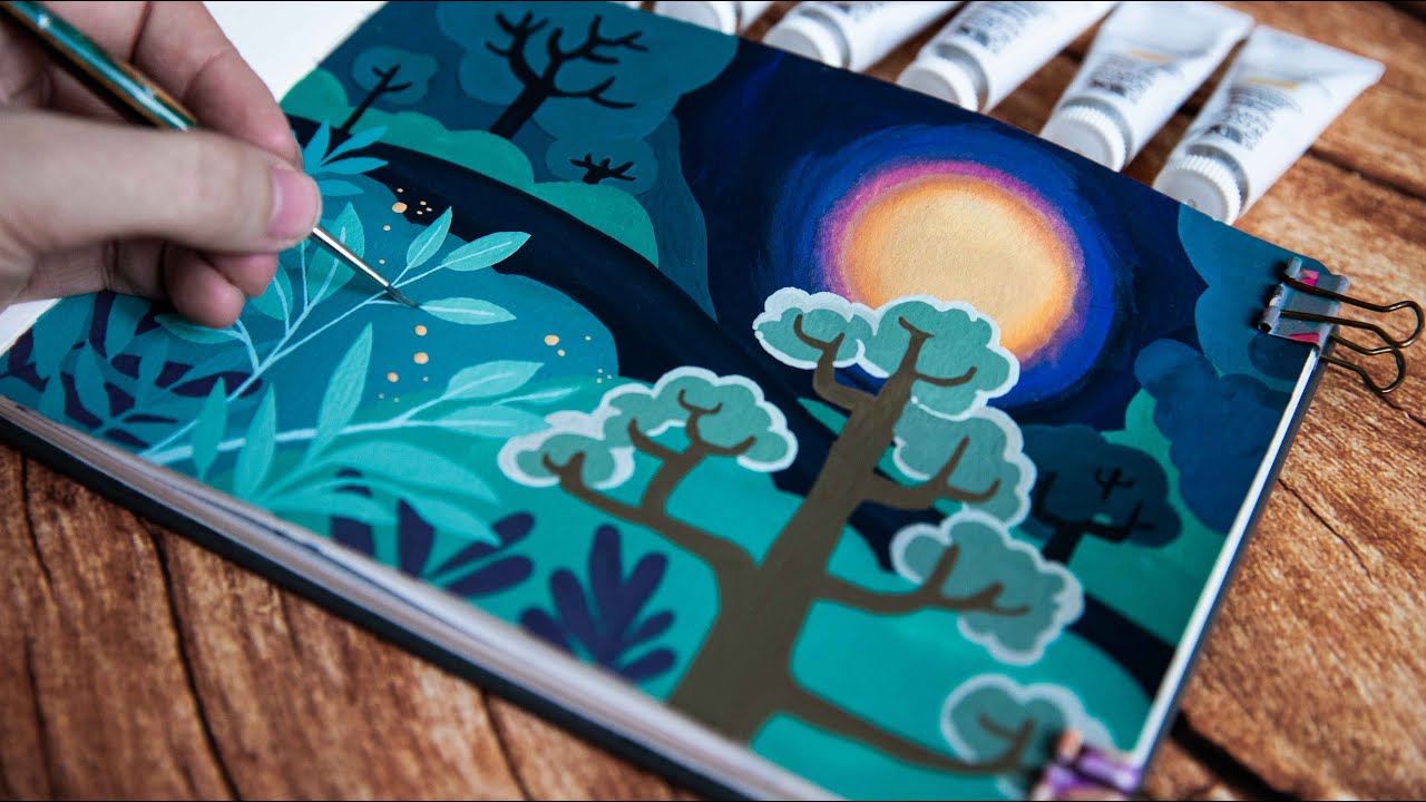 Guache Page De Garde Simple Gouache Illustration // Tutorial - YouTube