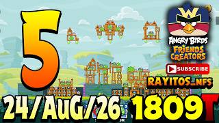 Angry Birds Friends Level 5 Tournament 1809 Highscore POWER-UP walkthrough 3 stars