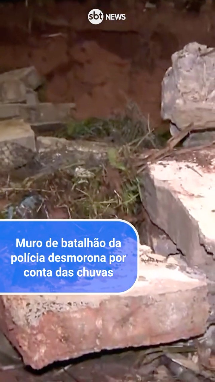 SP: Muro de batalhão da polícia desmorona por conta das chuvas