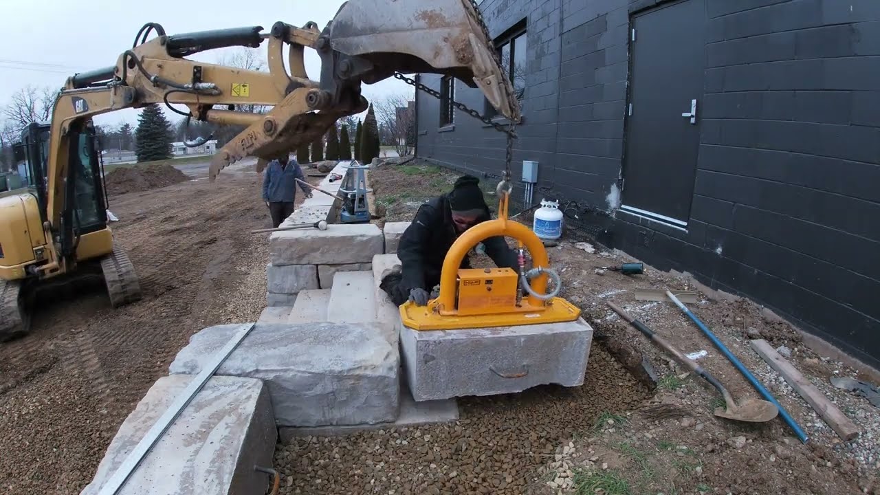Retaining Wall Construction: Full Timelapse - Start to Finish