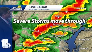 Severe storms move through Baltimore area