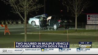 Driver hits light pole, sideswipes a car & collides head-on with another car in Sioux Falls