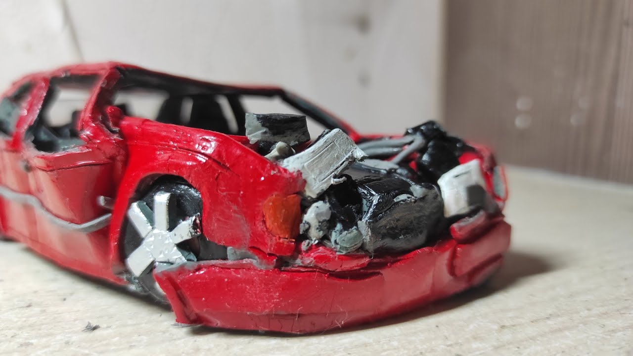 Разбил красной мерс w124 из пластилина! - YouTube