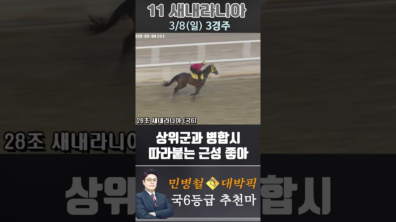 [서울 경마] 민병철 대박픽 2026년 3월 8일 일요 3R 추천마3 #경마 #automobile #하이라이트 #horse #한국마사회 #비트코인 #게임 #korean