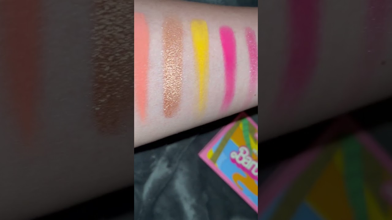 Swatches of ColourPop x Malibu Barbie palette