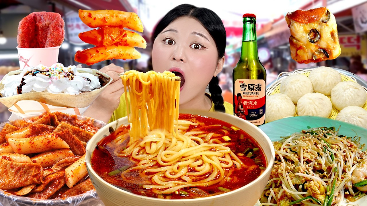 ASMR KOREAN MARKET MUKBANG 인천부평시장 피자설기 먹방! 떡볶이 크레페 만두 CHICKEN Tteokbokki Pizza Ricecake | HIU 하이유