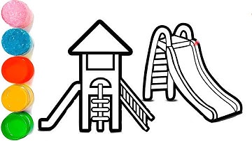 How To Draw A Playground With Slide And Swing | Park Scene Drawing Easy