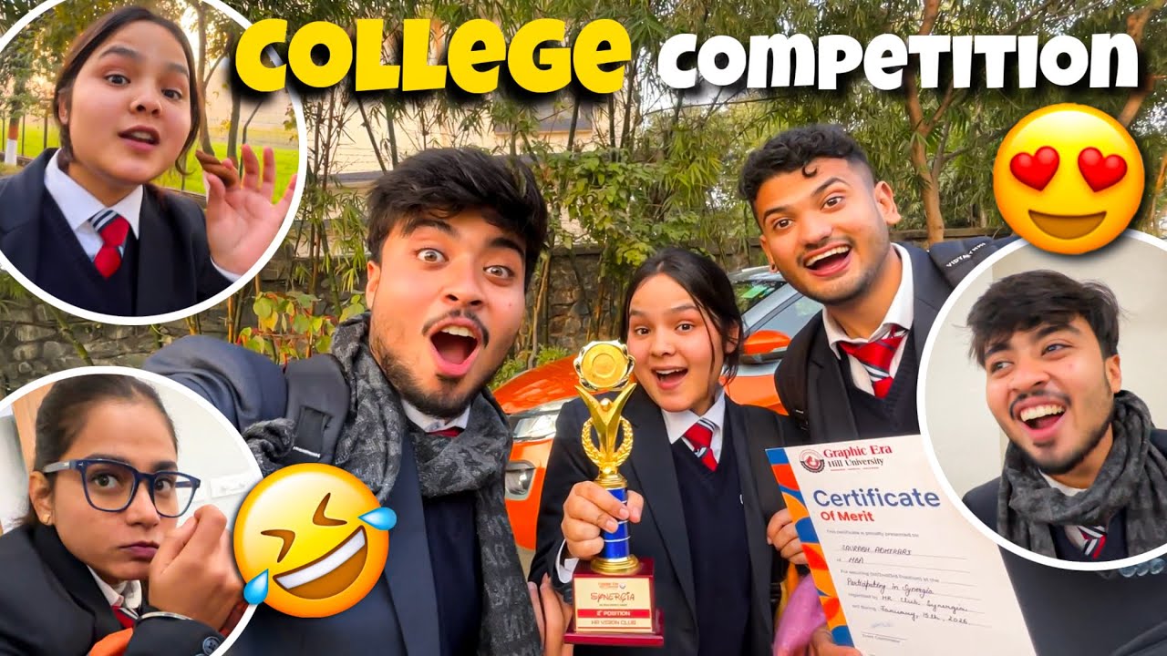 College Mai Competition Jeet Gaye 🥳 Khushi Ko Trophy Mil Gayi 😍