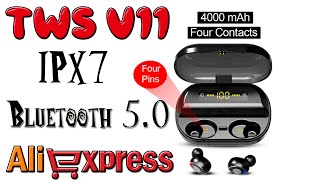 TWS V11 БЕСПРОВОДНЫЕ НАУШНИКИ BLUETOOTH 5.0 СТЕРЕО 9D IPX7 РАСПАКОВКА.