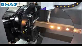 Side-mounted Dual Chuck Semi automatic loading Laser Tube Cutting Demonstration