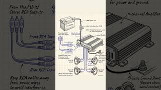 wiring connection of car amplifier#audio #education #car #shorts