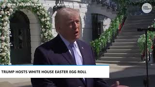 As soft jazz plays, Trump takes Iran War questions with press at White House Easter event screenshot 4