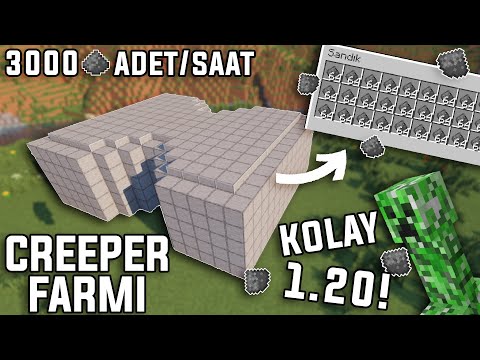 Minecraft Kolay Creeper Farm Yapımı 3000+ Barut Adet/Saat 1.20/1.19 - Java