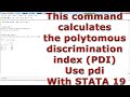 This command calculates the polytomous discrimination index (PDI) Use pdi With STATA 19
