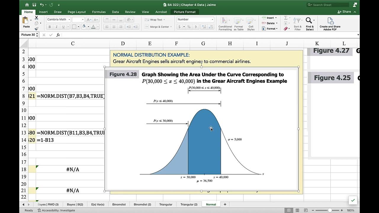 Ba 322 normal probability distribution norm dist norm inv youtube