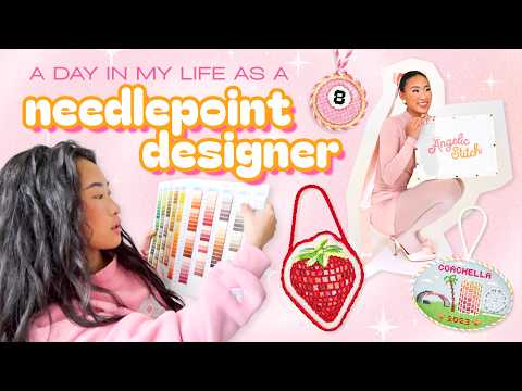 a day in my life as a needlepoint designer | life updates (i'm engaged!), needlepoint designing