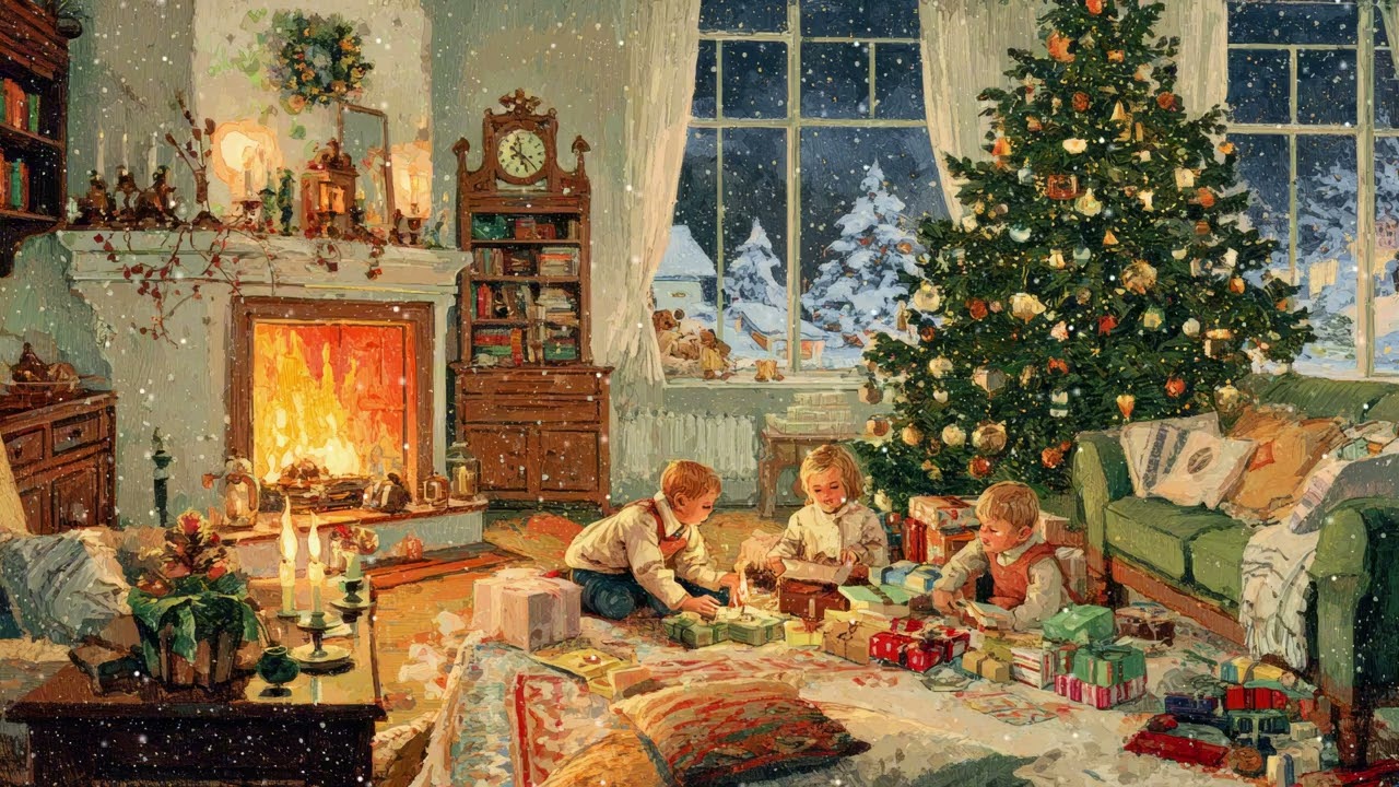 Cozy Living Room Christmas Eve 🎄 Animated Holiday Scene | Ambient TV Background 4K