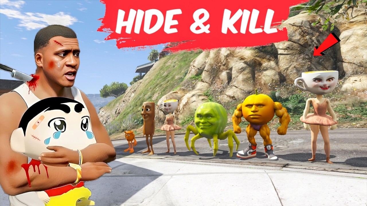 GTA 5 Bangla: Franklin Shinchan Playing HIDE & KILL with Ballerina Cappuchina Monster!! GTA V Bangla