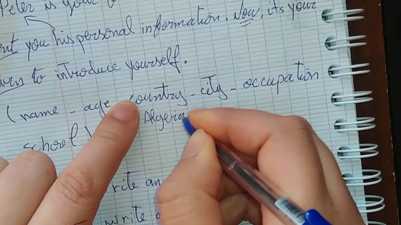 الاولى متوسط / وضعيات ادماجية لاحتبار الفصل 1 انجليزية / طريقة كتابة فقرة اصفي نفسي 2021